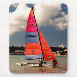 Hobie catamaran boat ready to sail Mouse pad Mousepad