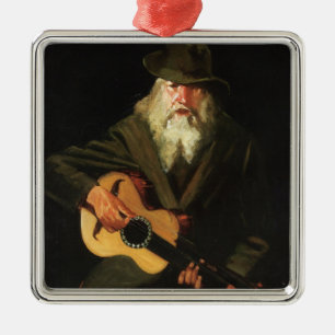 Hobo Musician (Gitarrist Old Man) (Vintag) Ornament Aus Metall