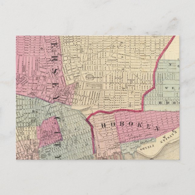 Hoboken, Jersey City Postkarte (Vorderseite)