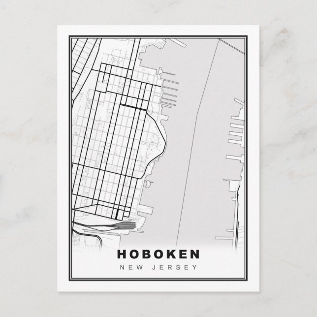 Hoboken Map Postkarte (Vorderseite)