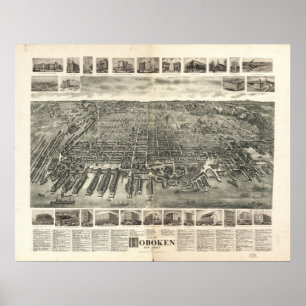 Hoboken New Jersey 1903 Antike Panoramakarte Poster