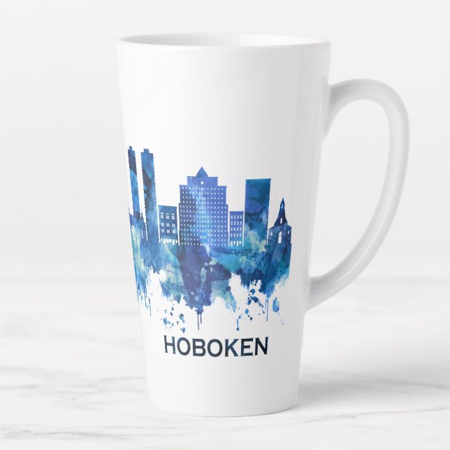 Hoboken New Jersey Skyline Blue Milchtasse (Rechts)