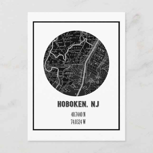 Hoboken New Jersey Vintage Karte (Vorderseite)