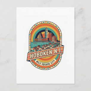 Hoboken NJ – „Mile Square City“ Retro 1950er Postkarte
