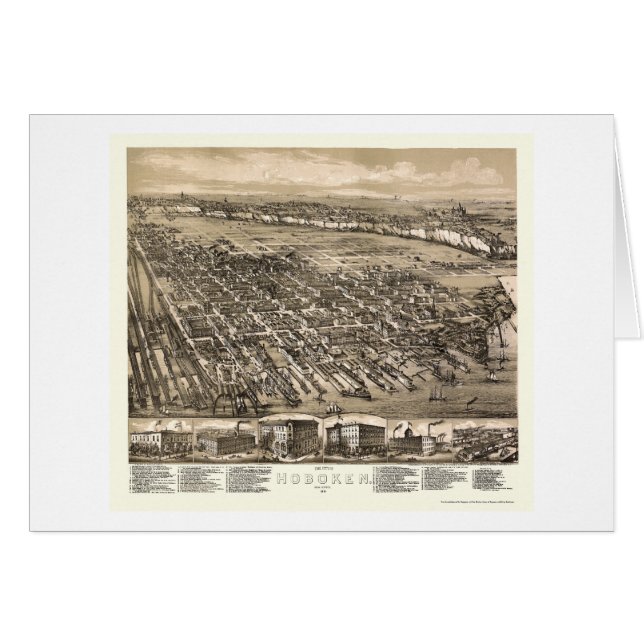 Hoboken, NJ panoramische Karte - 1881 (Vorderseite (Horizontal))