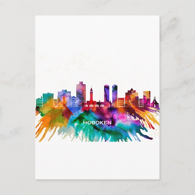 Hoboken Skyline Feiertagspostkarte (Vorderseite)