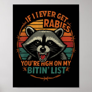 Hoch auf meiner Bitliste Rabid Raccoon Retro Meme  Poster