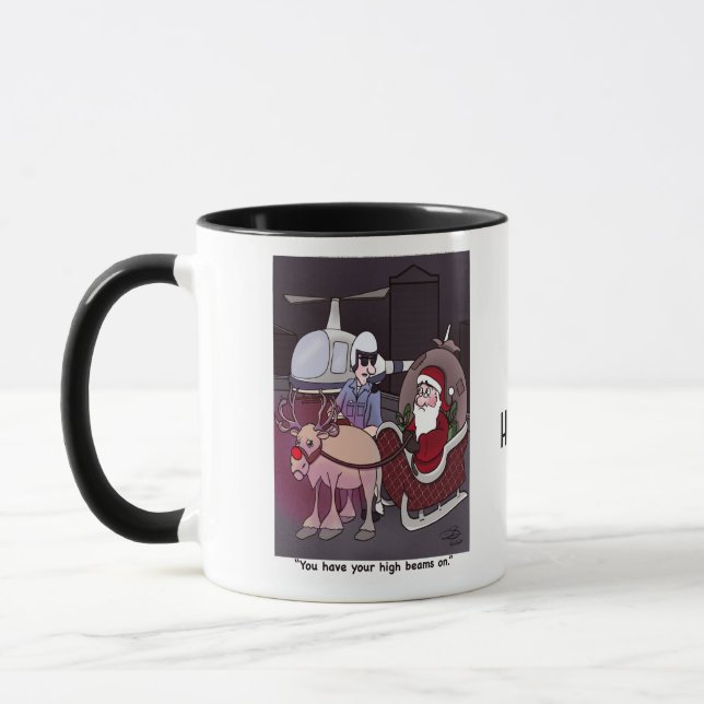 Hoch beams Santa Tasse mit Text (Links)