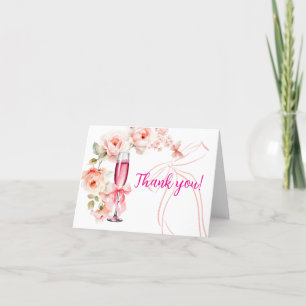 Hoch das Glas Blush Rosen Brause Shower Dankeskarte