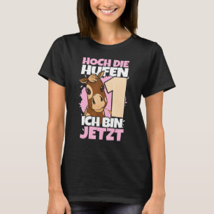 Hoch Die Hufen 1. Geburtstag 1 Jahr Mädchen Pferde T-Shirt