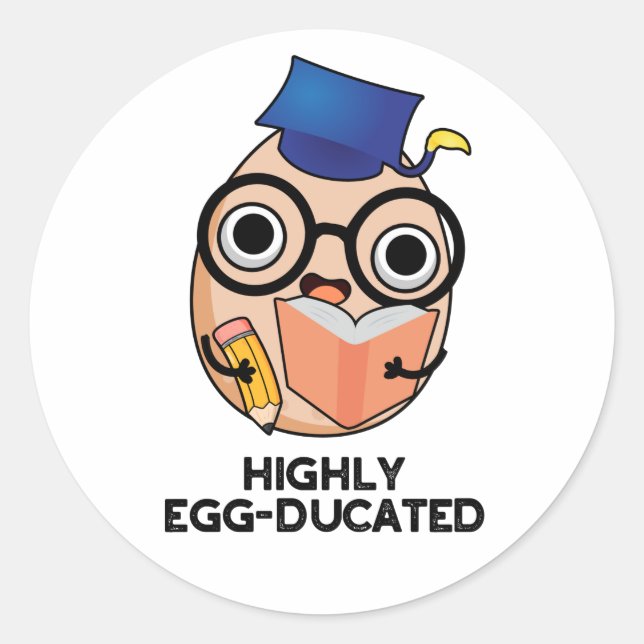 Hoch eiserner Funny Educated Egg Pun Runder Aufkleber (Vorderseite)
