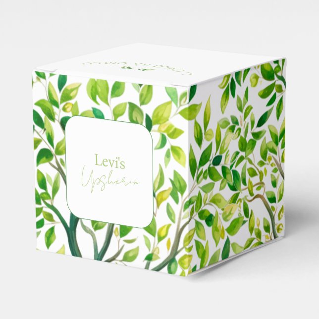 Hoch entwickelte Aquarellbaum Upsherin Upshernish Geschenkschachtel (Vorderseite)