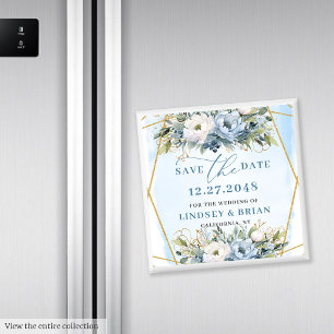 Hoch entwickelte Boho Blue Peonies Gold Save the D Magnet