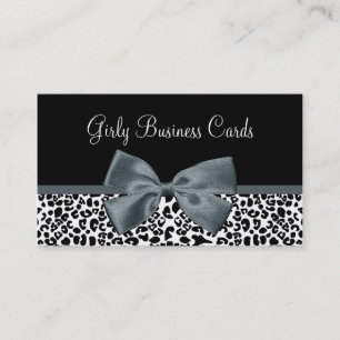Hoch entwickelte Leopard Print Gray Bow Boutique Visitenkarte