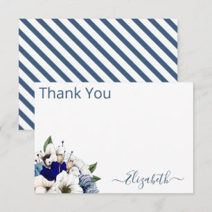 Hoch entwickelte Navy Dusty Blue Floral Personalis Dankeskarte