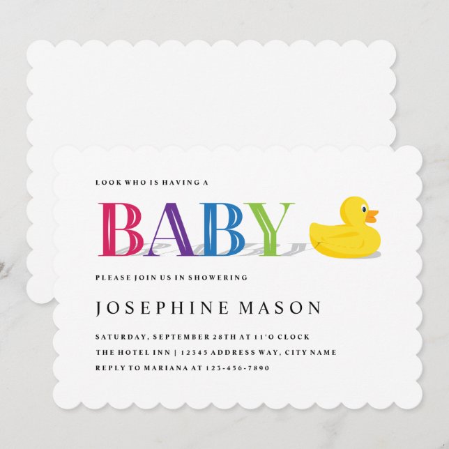 Hoch entwickelte Rubber Duck Rainbow Baby Shower Einladung (Vorne/Hinten)