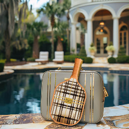 Hoch entwickelte Taupe und Gold Monogram Pickleball Schläger