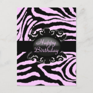 Hoch entwickelte Zebra Print-Monogramm Postkarte