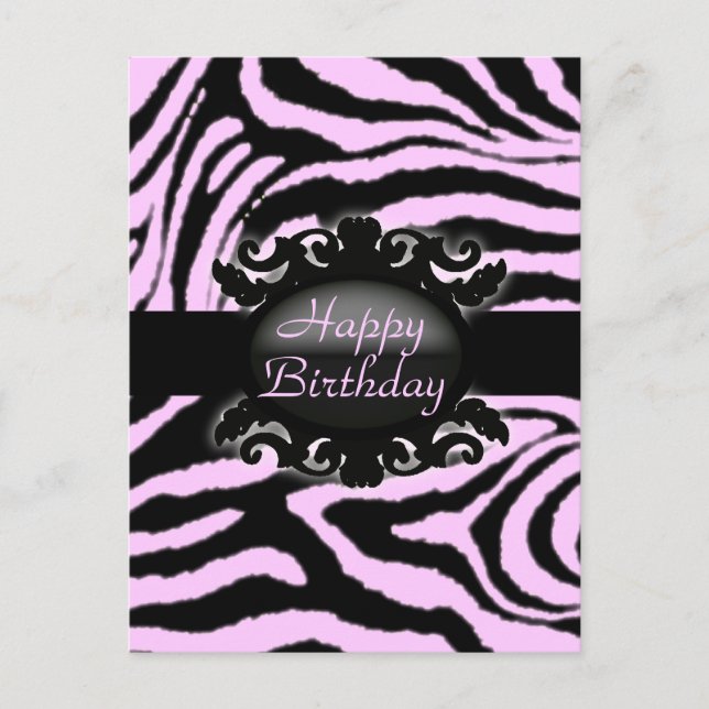 Hoch entwickelte Zebra Print-Monogramm Postkarte (Vorderseite)