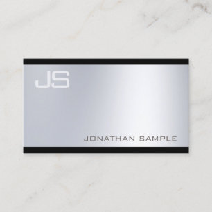 Hoch entwickelter moderner Monogram Glamour Silver Visitenkarte