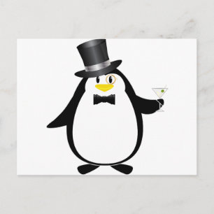 Hoch entwickelter Pinguin mit Martini Postkarte