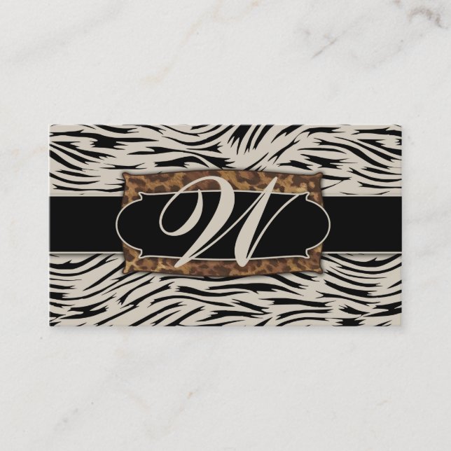 Hoch entwickeltes Dschungel311 zebra-Monogramm Visitenkarte (Vorderseite)