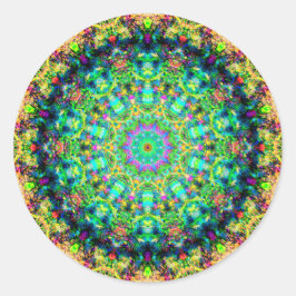 Hoch farbige Psychedelic Mandala Runder Aufkleber
