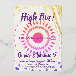 Hoch fünf! 5. Geburtstag Folieneinladung