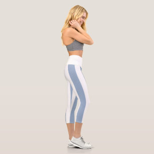 Hoch geschnittene Caprihose blau-weiß gestreift Capri Leggings