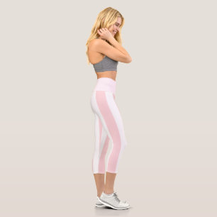 Hoch geschnittene Caprihose Rosa & Weiß gestreift Capri Leggings