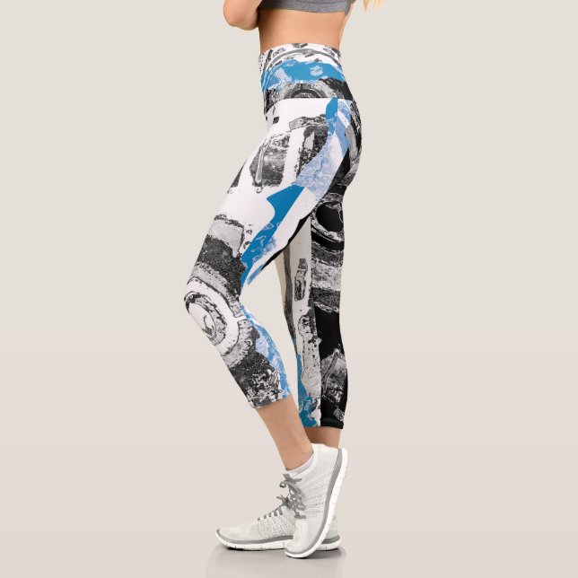 Hoch geschnittene Caprihose Wave Mecanism abstrakt Capri Leggings (Links)