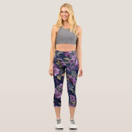 Hoch geschnittene Floral Capri Leggings