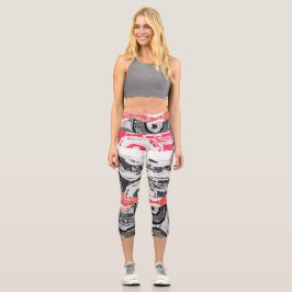 Hoch geschnittene Yoga-Capris – Abstract Land Capri Leggings