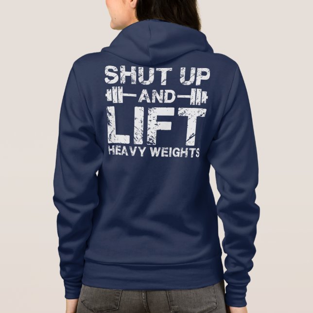 Hoch halten und Schwergewichte heben Hoodie (Rückseite)