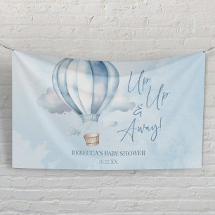 Hoch, hoch hinaus! Blaues Heißluftballon-Baby-Show Banner