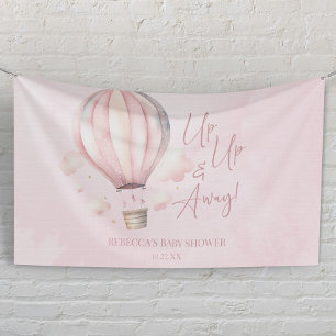 Hoch, hoch und weg! Rosa Heißluftballon-Baby-Party Banner
