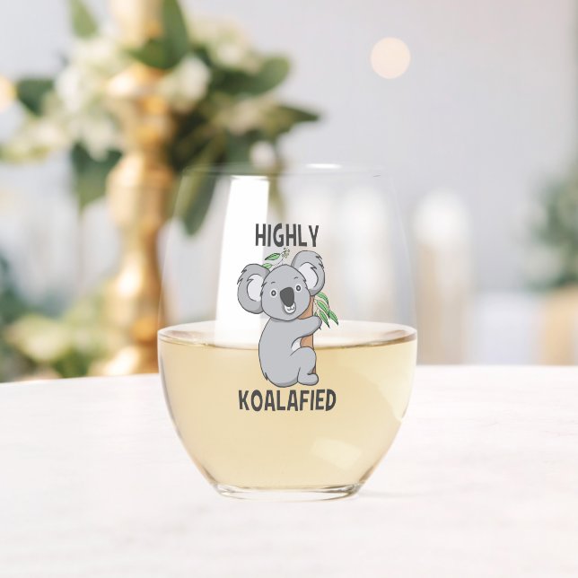 Hoch Koalafied Koala Weinglas Ohne Stiel (Insitu (Hochzeit))