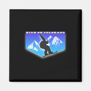 Hoch über Colorado Snowboard Mountain Snowboarden Magnet