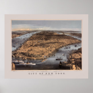 Hoch über New York City im Jahr 1856 Poster