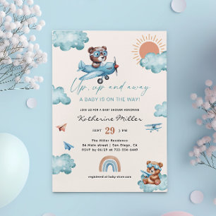 Hoch und weg Baby Shower Luftfahrt   Flugzeug  Einladung