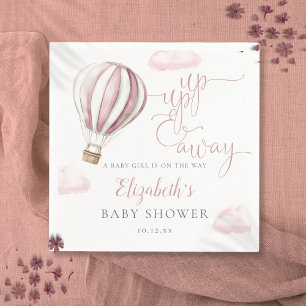 Hoch und Weg Rosa Heißluftballon Mädchen Baby Dusc Serviette