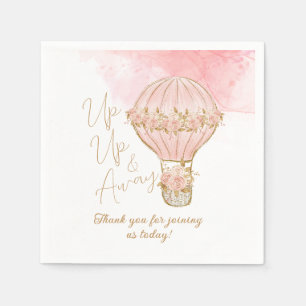 Hoch und weg Rose Heißluftballon Girl Babydusche Serviette