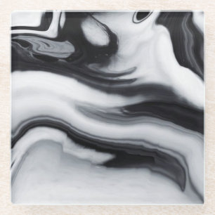 Hochauflösender Schwarzweiss-MarmorglasUntersetze Glasuntersetzer