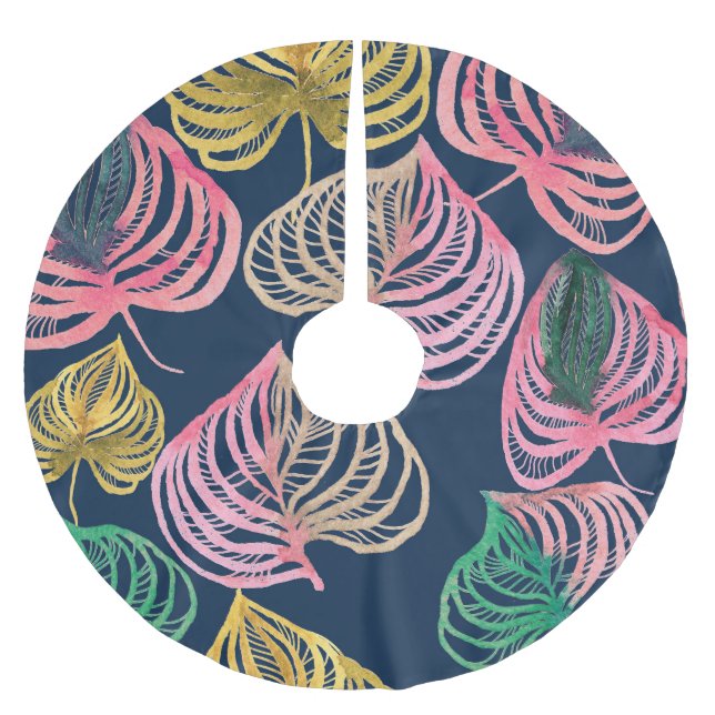 Hochfarbenfloral: Detaillierte Textur Polyester Weihnachtsbaumdecke (Vorderseite)