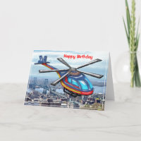 Hochfliegender Hubschrauber über City Happy Birthd