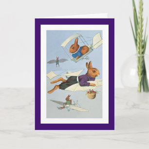 Hochfliegendes Osterhasen - Vintages Osterhasen Feiertagskarte