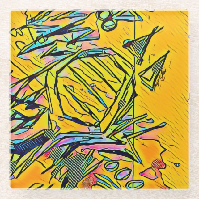 Hochfrequenzen Gold Glass Untersetzer (Vorderseite)