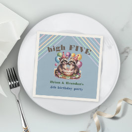 Hochfünfjährige Geburtstagsparty-Zwillinge Mapache Serviette