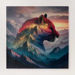 Hochgebirge Silhouette Puma Sunset Puzzle