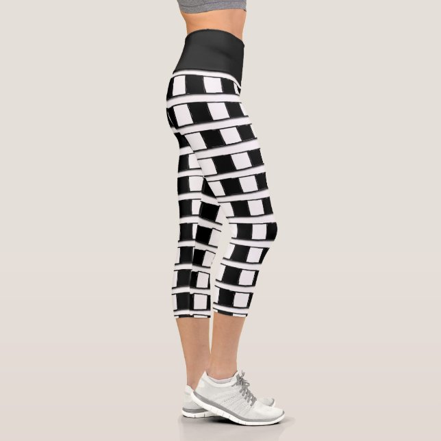 Hochgebranntes Capri Schwarz & Weiß kariert Leggings (Rechts)